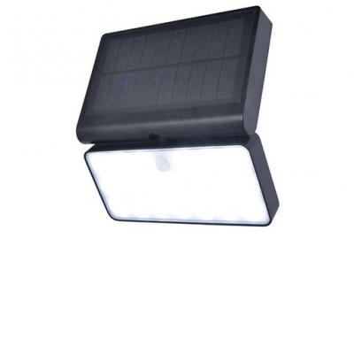 FACIE I 8,5W, PIR, TUYA, Solar Nástěnné venkovní svítidlo, PIR, plast černá mat, dif plast opál, smart Tuya, Bluetooth, LED 8,5W, 1000lm, mob. tel. CCT nastav. teplota teplá 2700K-denní 6500K, stmív, IP44, 180x192x111mm, solár