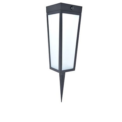 SINTI 8,4W PIR TUYA Solar Zemní svítidlo, PIR, hliník černá mat, dif sklo opál, smart Tuya, Bluetooth, LED 8,4W, 900lm, mob. tel. CCT nastav. teplota teplá 2700K-denní 6500K, stmív, IP44, RGB, 122x484x122mm, bodec, solár.