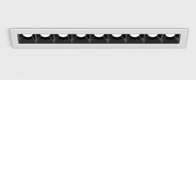 BRAINE RC 14W Stropní podhledové bodové buňkové svítidlo, těleso hliník, povrch černá, rámeček bílá, LED 14W, 1005lm, teplá 3000K, vyzař. úhel 36°, Ra90, 230V, IP20, rozměry 218x45x38mm.