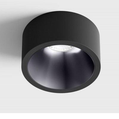 BLANKET BI 6,3W IP44 Stropní, podhledové, bodové svítidlo, plast, povrch vnější černá mat, vnitřní černá lesk,  LED 6,3W, 640lm, teplá 3000K, vyzař. úhel 55°, Ra90, 230V, IP44, rozměry d=55mm, h=58mm.