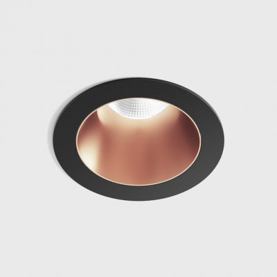 BASTOG R BI 8W IP44 Stropní, podhledové, bodové svítidlo, těleso hliník, povrch rámeček černá, komínek měděná, LED 8W, 640lm, teplá 2700K, vyzař. úhel 50°, UGR<19, 230V, IP44, rozměry d=48mm, h=67mm.