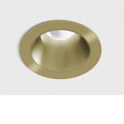 BASTOG R BI 8W IP44 Stropní, podhledové, bodové svítidlo, těleso hliník, povrch mosaz, LED 8W, 640lm, teplá 2700K, vyzař. úhel 50°, UGR<19, 230V, IP44, rozměry d=48mm, h=67mm.