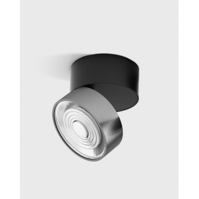 DAME PL B 7W Stropní přisazené svítidlo, výklopné, hliník, povrch černá a chrom, LED 7W, 624lm, teplá 3000K, vyzař. úhel 45°, Ra90, 230V, IP20, rozměry d=75mm, h=70mm.