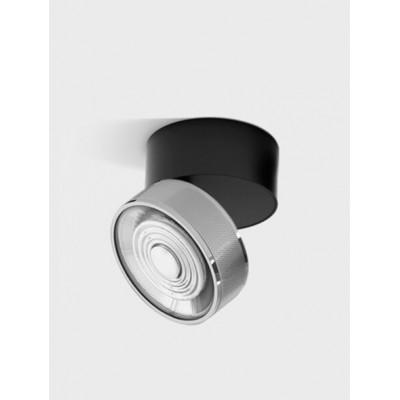 DAME PL B 7W Stropní přisazené svítidlo, výklopné, hliník, povrch černá a chrom, LED 7W, 624lm, neutrální 4000K, vyzař. úhel 45°, Ra90, 230V, IP20, rozměry d=75mm, h=70mm.