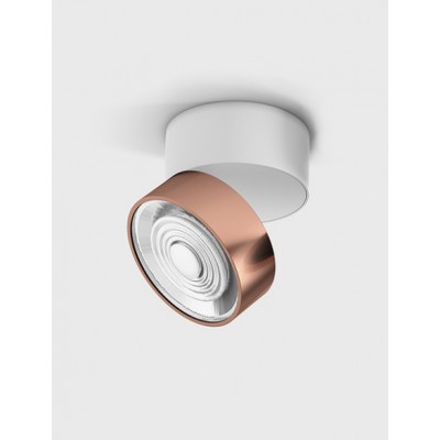 DAME PL W 7W Stropní přisazené svítidlo, výklopné, hliník, povrch bílá a měděná, LED 7W, 624lm, neutrální 4000K, vyzař. úhel 45°, Ra90, 230V, IP20, rozměry d=75mm, h=70mm.