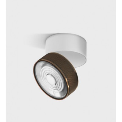 DAME PL W 7W Stropní přisazené svítidlo, výklopné, hliník, povrch bílá a měděná, LED 7W, 624lm, neutrální 4000K, vyzař. úhel 45°, Ra90, 230V, IP20, rozměry d=75mm, h=70mm.
