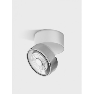 DAME PL W 7W Stropní přisazené svítidlo, výklopné, hliník, povrch bílá a chrom, LED 7W, 624lm, teplá 3000K, vyzař. úhel 45°, Ra90, 230V, IP20, rozměry d=75mm, h=70mm.
