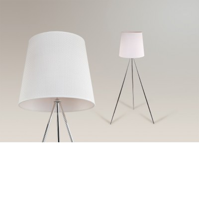 MADARA stojací Stojací lampa, základna kov, povrch chrom, stínítko textil bílý, pro žárovku 3x100W, E27 A60, 230V, IP20, stínítko d=450mm, h=400mm, h=1700mm, vč vypínače na kabelu