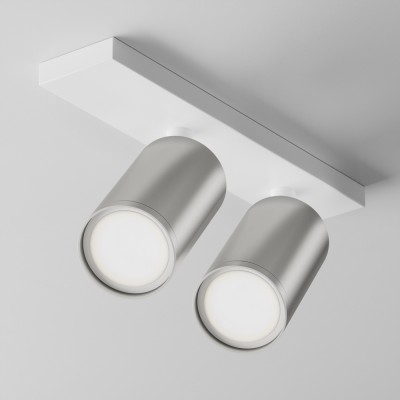GENERO PL R 2x10W, GU10 Stropní, přisazené, bodové svítidlo, nastav. směr svícení, těleso kov, povrch bílá a stříbrná mat, pro žárovku 2x10W, GU10, 230V, IP20, rozměry 344x120x60mm.