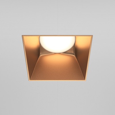 TEREZ BI SQ 1x20W, GU10 Stropní podhledové bodové svítidlo, těleso kov, povrch bílá, reflektor zlatá mat, pro žárovku 1x20W, GU10, 230V, IP20, tř.2, rozměry 130x55x75mm.
