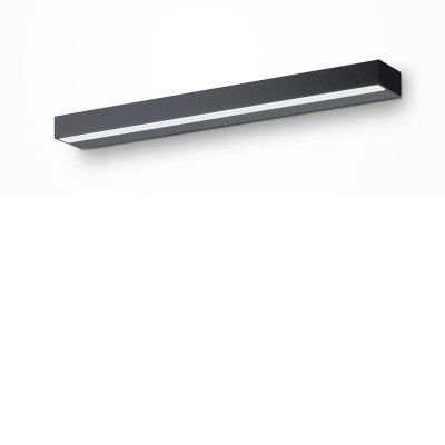 LUNAS WL 14W Nástěnné svítidlo k zrcadlu, těleso kov, povrch černá/stříbrná/bílá, difuzor plast opál, LED 14W, 950lm, neutrální 4000K, Ra80, 230V, IP20, rozměry 400x25x50mm, svítí dolů.