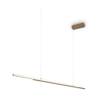 CHORTZ 48W, CCT 2600K-3500K Závěsné svítidlo, těleso hliník, povrch mosaz, difuzor plast opál, LED 48W, 2200lm, nastav. teplota CCT teplá 2600K-3500K, 230V, IP20, tř. 1, rozměry l=1500mm, vč závěs lanka l=1200mm, lze zkrátit.