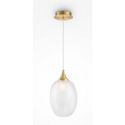 SABRIN HL 1x60W, E14 Závěsné svítidlo, těleso hliník, povrch mosaz, stínítko sklo opál, pro žárovku 1x60W, E14, 230V, IP20, tř. 1, rozměry d=190mm, h=305mm, vč závěs kabelu l=1500mm, lze zkrátit.