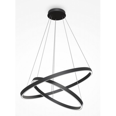 IBI HL 88W Závěsné svítidlo, těleso hliník, povrch černá/mosaz, difuzor plast opál, LED 88W, 5200lm, neutrální 4000K, Ra80, 230V, IP20, tř. 1, rozměry d=800mm, vč závěs lanka l=1200mm, lze zkrátit.