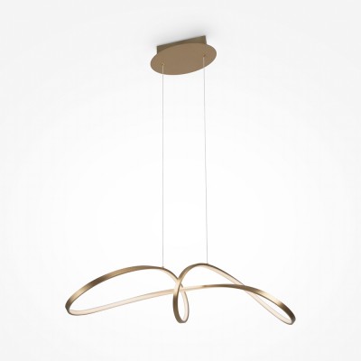KUCHA HL 42W Závěsné svítidlo, lustr, těleso kov, povrch zlatá, difuzor plast opál, LED 42W, 2800lm, neutrální 4000K, Ra80, 230V, IP20, tř.1, rozměry 920x210mm, vč závěs lanka l=1500mm, lze zkrátit.