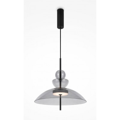 ASIE III HL 11W Závěsné svítidlo, těleso kov, povrch černá, stínítko sklo čiré/kouřové/šedé, LED 11W, teplá 3000K, Ra80, 230V, IP20, tř.1, rozměry d=400mm, h=404mm, vč závěs kabelu l=2580mm, lze zkrátit.