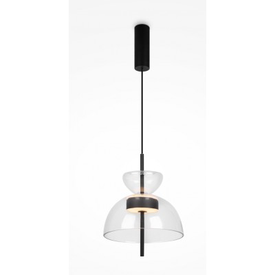 ASIE II HL 11W Závěsné svítidlo, těleso kov, povrch černá, stínítko sklo čiré, LED 11W, 400lm, teplá 3000K, Ra80, 230V, IP20, tř.1, rozměry d=250mm, h=303mm, vč závěs kabelu l=2480mm, lze zkrátit.