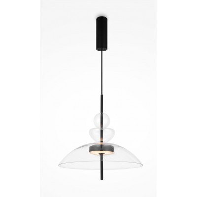 ASIE III HL 11W Závěsné svítidlo, těleso kov, povrch černá, stínítko sklo čiré, LED 11W, 300lm, teplá 3000K, Ra80, 230V, IP20, tř.1, rozměry d=400mm, h=404mm, vč závěs kabelu l=2580mm, lze zkrátit.