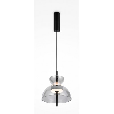 ASIE II HL 11W Závěsné svítidlo, těleso kov, povrch černá, stínítko sklo čiré/kouřové/šedé, LED 11W, teplá 3000K, Ra80, 230V, IP20, tř.1, rozměry d=250mm, h=303mm, vč závěs kabelu l=2480mm, lze zkrátit.