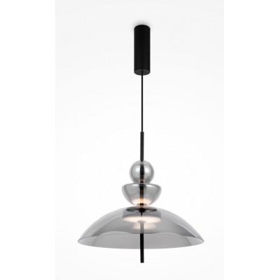 ASIE III HL 11W Závěsné svítidlo, těleso kov, povrch černá, stínítko sklo kouřové, LED 11W, 300lm, teplá 3000K, Ra80, 230V, IP20, tř.1, rozměry d=400mm, h=404mm, vč závěs kabelu l=2580mm, lze zkrátit.
