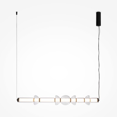 BANG HL 39W Závěsné svítidlo, těleso kov, povrch mosaz/černá, difuzor plast opál, stínítko sklo čiré, LED 39W, 4800lm, teplá 3000K, Ra80, 230V, IP20, tř.1, rozměry l=980mm, vč závěs kabelu l=1375mm, lze zkrátit.