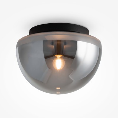 INDE PL 1x60W, E27 Stropní svítidlo, základna kov, povrch černá/zlatá, stínítko sklo opál/černá, pro žárovku 1x60W, E27, 230V, IP20, rozměry d=315mm, h=220mm.