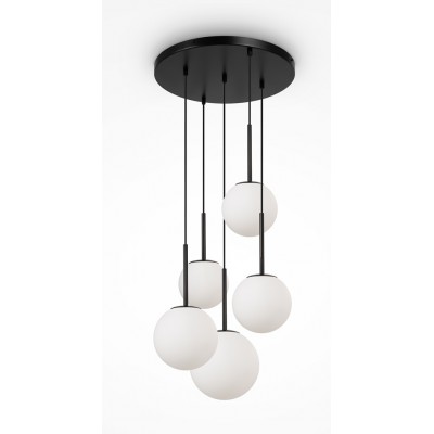 INFERO HL 5x40W, E14 Závěsné svítidlo, základna kov, povrch černá/zlatá/bílá, difuzor sklo opál, pro žárovku 5x40W, E14, 230V, IP20, tř.1, rozměry d=580mm, vč závěs kabelu l=1200mm, lze zkrátit.