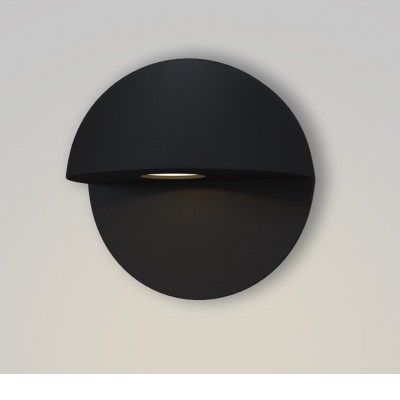 CUBOS 7,4W, IP54 Nástěnné venkovní svítidlo, těleso kov, povrch černá, difuzor plast opál, LED 7,4W, 513lm, teplá 3000K, Ra80, 230V, IP54, tř.1, rozměry d=90mm, svítí dolů.