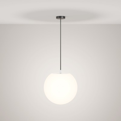 TRABO HL 1x30W, E27, IP54 Závěsné venkovní svítidlo, těleso plast, difuzor plast opál, pro žárovku 1x30W, E27, 230V, IP54, tř.1, rozměry d=300mm, závěs kabel černý/bílý.