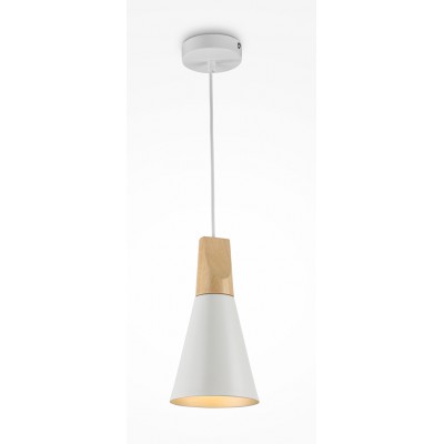 LEOSE HL 1x60W, E27 Závěsné svítidlo, těleso kov, povrch bílá, detaily dřevo světlé, pro žárovku 1x60W, E27, 230V, IP20, tř.1, rozměry d=140mm, h=165mm, vč závěs kabelu l=1420mm, lze zkrátit.