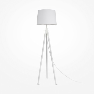 GUDBY FL 1x60W, E27 Stojací lampa, těleso kov, povrch bílá, stínítko textil bílá, pro žárovku 1x60W E27, 230V, IP20, tř.2, rozměry d=440mm, h=1615mm