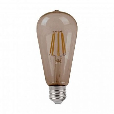 NAMIN EDI LED žárovka KOUŘOVÁ E27 6W Světelný zdroj, patice kov, sklo kouřové, žárovka LED 6W, E27, ST64, teplá 2700K, 420lm, 230V, d=64mm