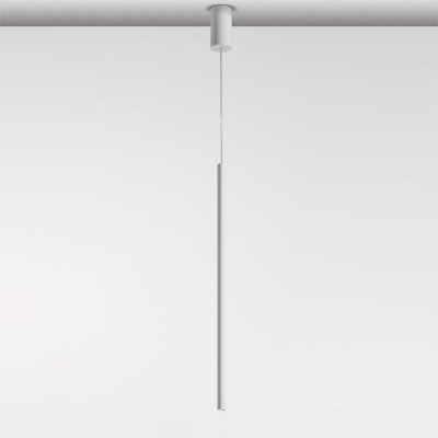 TUBOS SZ Závěsné bodové svítidlo, materiál hliník, povrch bílá mat (RAL 9016), LED 1x3W, teplá bílá 3000K, neutrální bílá 4000K, 700mA, IP20, rozměry d=25mm, h=700mm, lankový závěs l=3000mm, lze zkrátit