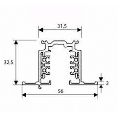 3F NAPÁJECÍ LIŠTA PULSE DALI NORDIC ALUMINIUM VEST Vestavná, třífázová, napájecí lišta, těleso hliník, povrch bílá RAL9010, 3x400V, 3x16A, + sběrnice DALI 50V/1A,, IP20, l=2000mm, 56x32,5mm, NORDIC ALUMINIUM