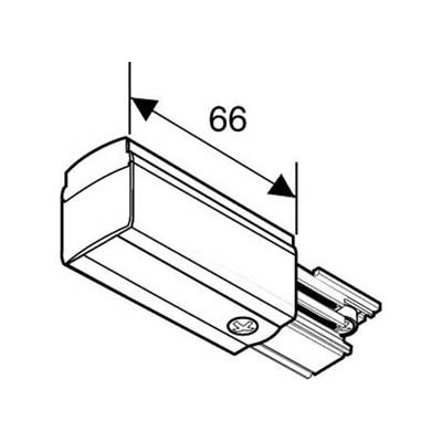 KONCOVÝ NAPAJEČ NORDIC ALUMINIUM Koncový napaječ napájecího lištového systému 230V, 3x16A, tříokruhový, materiál plast barva bílá, 3F NORDIC ALUMINIUM - GLOBAL TRAC - LIVAL