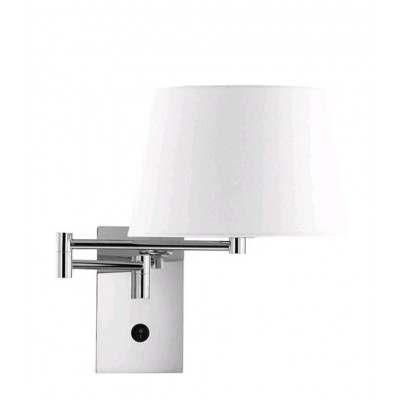 AWA WALL 1x60W E27 230V IP20 VÝPRODEJ Nástěnné svítidlo, základna kov, povrch chrom lesk, stínítko textil bílá, pro žárovku 1x60W, E27, 230V, IP20, rozměry 360x170x330mm, vč vypínače