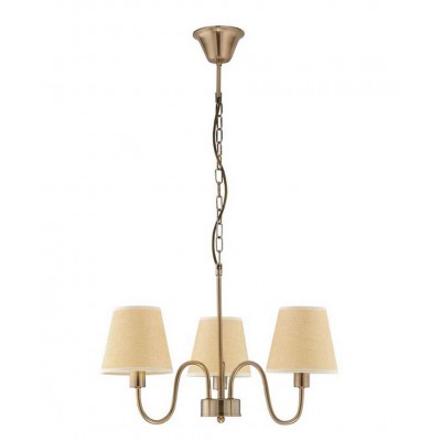 VIKRAM 3x40W E14 230V IP20 Závěsné svítidlo, základna kov, povrch antická bronzová, stínítko textil béžová, pro žárovku 3x40W, E14, 230V, IP20, rozměry d=520mm h=340mm, vč.závěsného kabelu l=1200mm, lze zkrátit