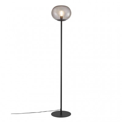 KANANMUNA F Stojací lampa těleso kov, povrch černá, sklo kouřové, pro žárovku 1x25W, E27, 230V, IP20, rozměry h=1600mm, sklo d=276mm, včetně vypínače na kabelu