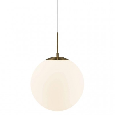 JALKA 35 Závěsné svítidlo základna kov, povrch mosaz, sklo kouřové, difuzor sklo opál, pro žárovku max.25W, E27, 230V, IP20, d=350mm, h=350mm, včetně závěsného kabelu - bílá, h=2000mm