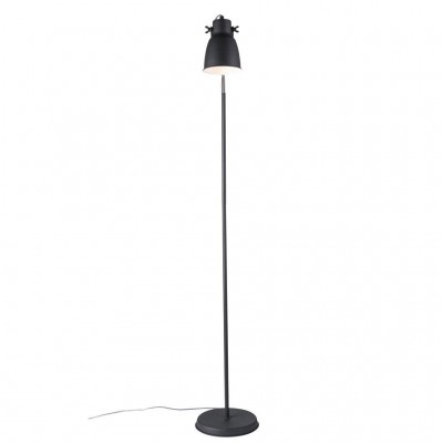 POTKURI FLOOR Stojací lampa, těleso kov, povrch černá, pro žárovku E27, max 25W, 230V, IP20, tř.2, h=1510mm, stínítko d=125mm, úhel otočení 360°, včetně vypínače kabelu s textilním úpletem - černobílá, l=1