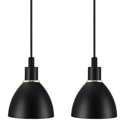 NOLD PENDANT 2x40W E14 Závěsné svítidlo, základna kov černá s kovovými detaily, stínítko kov černá, pro žárovku 2x40W, E14, 230V, IP20, tř.2, rozměry 120x165mm, vč. závěsného kabelu 1800mm