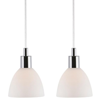 NOLD PENDANT 2x40W E14 Závěsné svítidlo, základna kov chrom, difuzor sklo opál, pro žárovku 2x40W, E14, 230V, IP20, tř.2, rozměry 120x165mm, vč. závěsného kabelu 1800mm