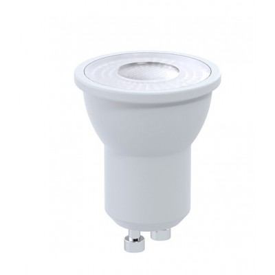 LED žárovka 4W, GU10 MR11, 70° d=35mm Světelný zdroj LED žárovka bodová, těleso plast, bílá, difuzor plast čirý, LED 4W, GU10 MR11, teplá 3000K, 370lm, vyzař. úhel 70,°Ra80, 230V, IP20, tř.1, rozměry d=35mm, l=46mm, životnost 20 000hod