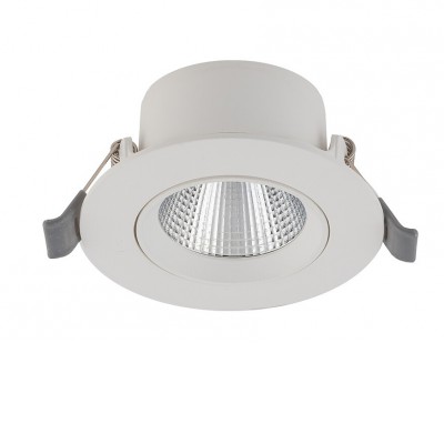 REGINAS LED 10W, IP20 Stropní vestavné bodové svítidlo, výklopné 30°, těleso plast, povrch bílá, difuzor plast čirý, LED 10W, neutrální 4000K, 750lm, Ra80, 230V, IP20, tř.2, rozměry d=110mm, h=55mm, otvor d=100mm