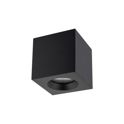 ZUDA SQ 1x15W, GU10, IP44 Stropní přisazené bodové svítidlo, těleso hliník, povrch černá, krycí sklo čiré, pro žárovku 1x15W, GU10, 230V, do koupelny IP44, rozměry 85x85mm.