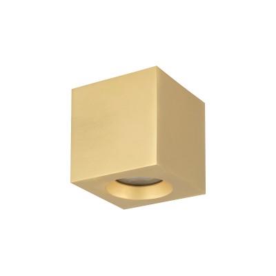 ZUDA SQ 1x15W, GU10, IP44 Stropní přisazené bodové svítidlo, těleso hliník, povrch mosaz, krycí sklo čiré, pro žárovku 1x15W, GU10, 230V, do koupelny IP44, rozměry 85x85mm.