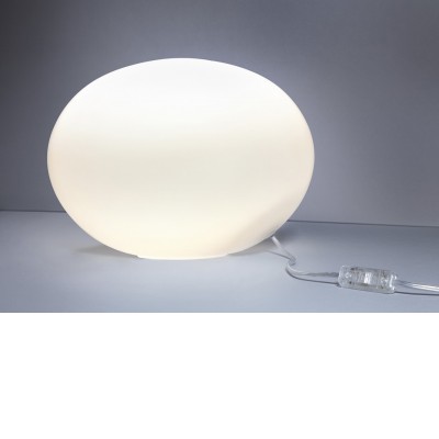 ZELA STM Stolní lampa, základna kov, povrch bílá, difuzor sklo opál, pro žárovku 1x60W, E27. 230V, IP20, tř.1, rozměry d=300mm, h=215mm, vč vypínače na kabelu