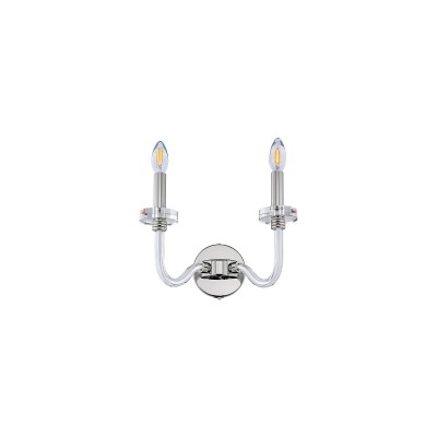 PANTON 2x10W, E14, IP20 Nástěnné svítidlo, svícen, dvě ramena, základna kov/sklo, povrch chrom,  pro žárovku 2x10W, E14, 230V, IP20, tř.1, rozměry 330x240mm, vč. vypínače na tělese