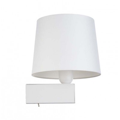 FILIN WL 1x10W, E27 Nástěnná lampa, základna kov, povrch bílá, stínítko textil bílá, pro žárovku 1x10W, E27, 230V, IP20, tř.1, rozměry d=200mm, h=250mm, vč.vypínače