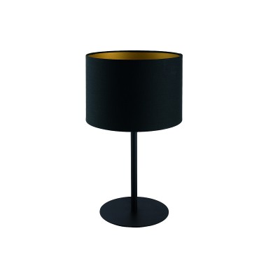 VINTON TL 1x10W E27 Stolní lampa, těleso kov, barva černá, stínítko textil vnější černá, vnitřní zlatá, pro žárovku 1x10W, E27, 230V, IP20, rozměry d=230mm, h=405mm.